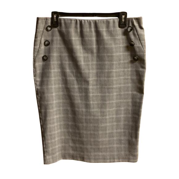 Jules and Leopold Skirt Womens Large Black & White Checkered w/ Buttons - Picture 2 of 7